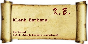 Klenk Barbara névjegykártya